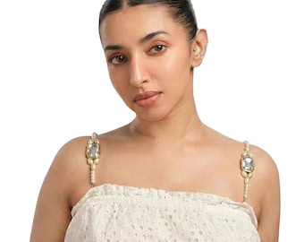 Pärlbroderade BH-band för kvinnor – Ethnic Collection Eleganta avtagbara axelband för BH, toppar, sari-blusar och klänningar
