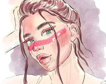 Anpassat porträtt, digitalt porträtt, porträttillustration, porträtt för sociala medier, Instagramporträtt, porträtt från foto