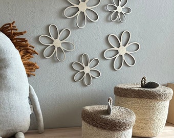 Flowers made of wood ෆ Wooden flowers l Wall decoration wooden children's room l Wooden flowers wall decoration l Children's room girls