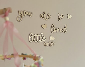 You are so loved little one with hearts ෆ - Children's room wall decor | Wooden lettering for children's room | Lettering for baby's room | Wall decor