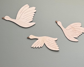 Flying Geese 3-Piece Set - Wooden Geese | Wooden Geese Decoration | Children's Room Wall Decoration | Changing Table Decoration | Wooden Geese