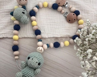 Pacifier chain set - Dino pacifier chain | Personalized stroller chain | Dino stroller chain | Stroller chain for boys