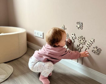 Wooden flower - Flower made of wood | Girls' bedroom | Children's bedroom wall decoration