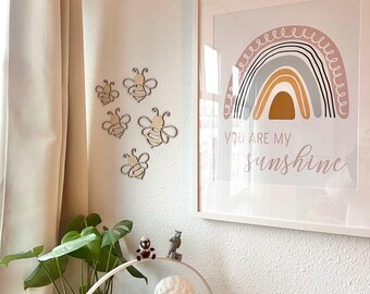 Bees Set ෆ - Wooden wall decoration children's room l Children's room wall sticker l Bees made of wood l Wall decoration wood