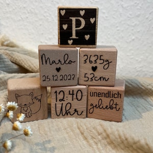 Holzwürfel - personalisiert mit Name & Geburtsdaten l Geschenk zur Geburt Taufgeschenk