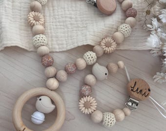 Pacifier Chain Set - Pacifier chain with name | Personalized stroller chain | Pacifier chain for girls | Stroller chain set for girls