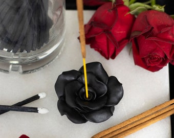 Black Gothic Rose Incense Stick Burner Holder