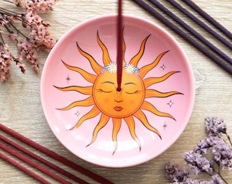 Tarot The Sun The Moon Incense Dish Burner Holder