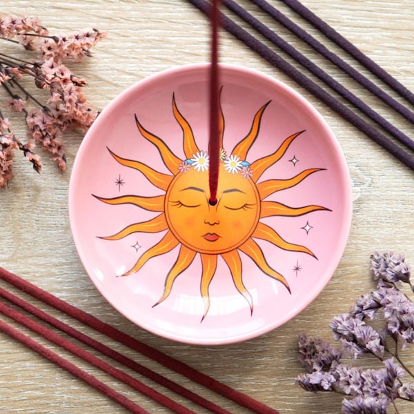 Tarot The Sun The Moon Incense Dish Burner Holder