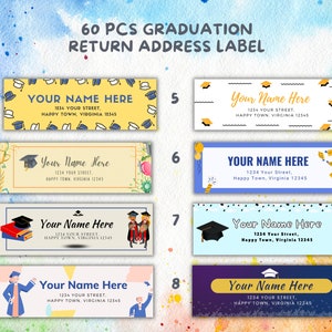 Graduation Return Address Label, Customized Mail Stickers, Return Address for envelope, 60 pieces Mail Label