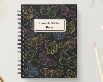 Álbum de pegatinas Dark Butterfly: Álbum reutilizable tamaño A5 para guardar pegatinas