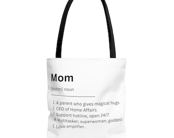 Dictionary Style Mom Tote Bag | Minimalist Definition Design, Durable Polyester