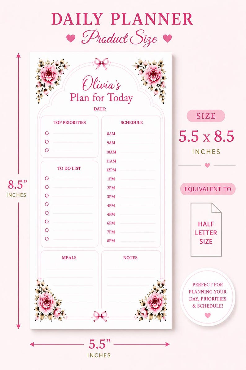 Custom Floral Planner Notepad Set, Personalized Monthly Weekly Daily ...