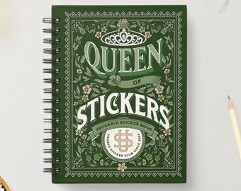 Libro de pegatinas reutilizables Queen of Stickers: Diseño vintage verde real