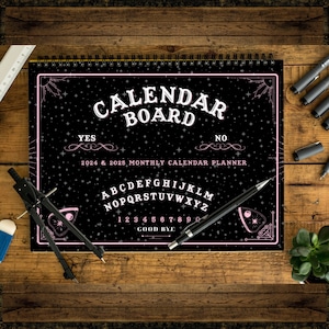 Monthly Calendar Planner 2025-2026, 24 Months Ouija Theme Calendar, Spooky Gift for Ghouls, Christmas gift ideas for New Year, 2024-2025