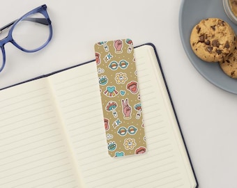 Retro Mushroom Peace Sign Bookmark | Groovy Cardstock Book Lover Gift