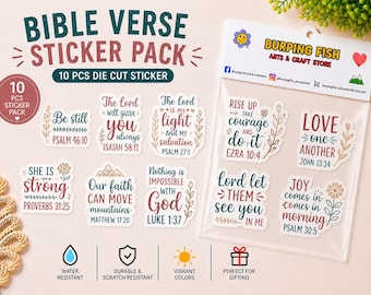 Bible Verse Sticker Pack: Waterproof Christian Stickers, 10 pcs