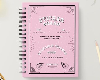 Libro de pegatinas reutilizables de Ouija rosa: Álbum organizador A5