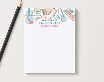 Personalized Music Notepad | Custom Instrument Stationery | Music Lover Desk Pad