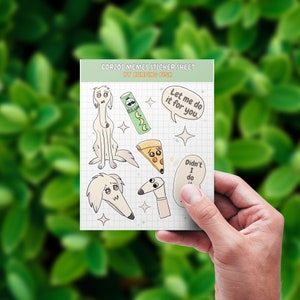 Borzoi Meme Sticker Sheet: Waterproof Vinyl Stickers