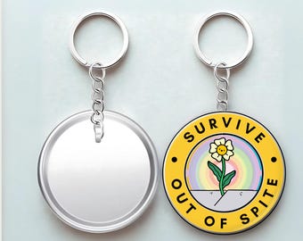 Llavero "Sobrevivir por despecho": recordatorio de salud mental de Rainbow Daisy