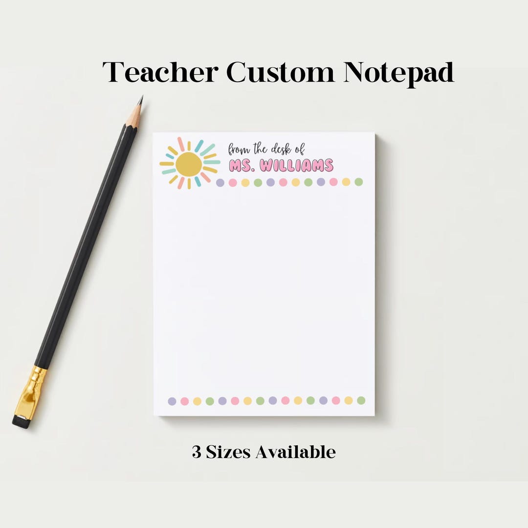 Personalized Teacher Notepad: Custom Stationery Gift - Etsy