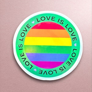 Love is love sticker, Rainbow sticker, LGBTG stickers, Pride Flag, Social Justice, Equity Diversity Inclusion, holograhic vinyl sticker