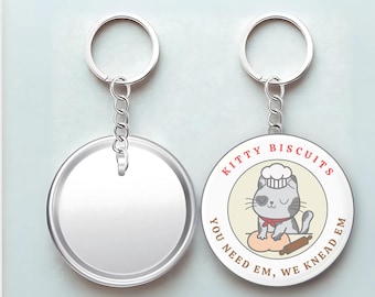 Llavero de gato panadero: divertido llavero con juego de palabras sobre gatos - Kitty Biscuits