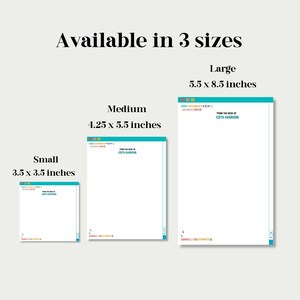 以下が含まれることがあります： 3つの異なるサイズの印刷可能なレターヘッドテンプレートが表示されています。テンプレートは、青い境界線と白い背景を持つコンピューター画面のように見えるように設計されています。テンプレートの上部には、「From the Desk of Edith Harrison」というテキストが表示されています。サイズは、3.5 x 3.5インチ、4.25 x 5.5インチ、5.5 x 8.5インチです。