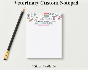 Personalized Veterinary Notepad, Custom Vet Stationery Gift