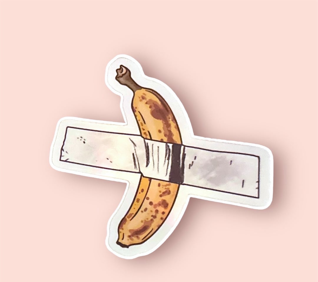 Banana Taped to the Wall Modern Art Sticker, Banana Ducttaped, Viral