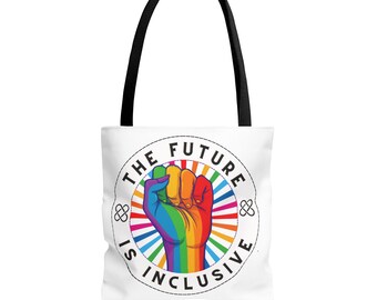 Rainbow Fist The Future Is Inclusive Tote Bag | Pride Equality Tote