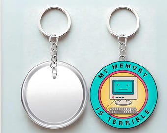 Llavero holográfico retro de computadora: un divertido meme tecnológico