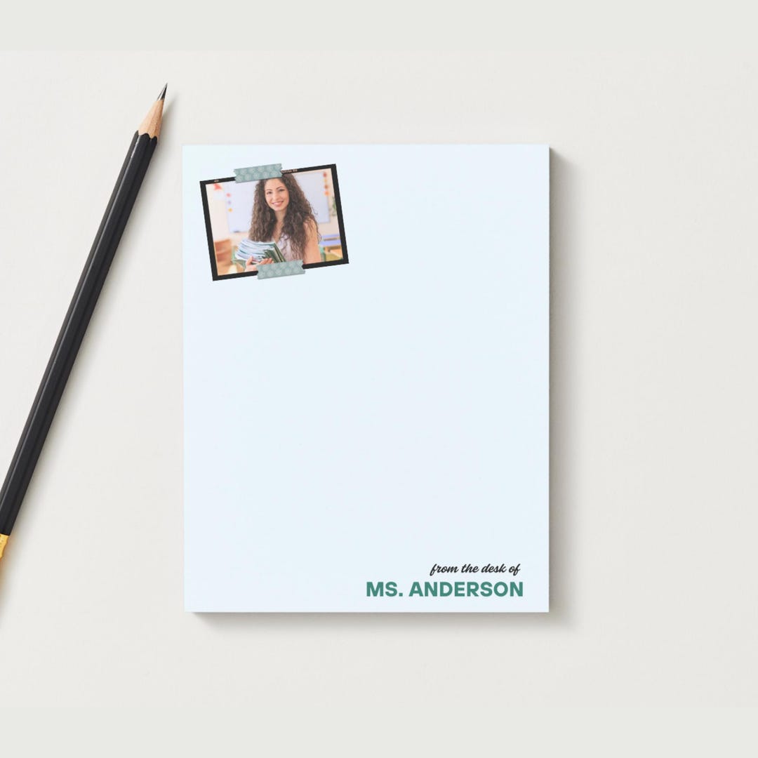 Personalized Teacher Notepad With Photo: Custom "from the Desk Of ...
