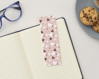 Pink Heart Bookmark | Pastel Pattern Cardstock Reader Gift