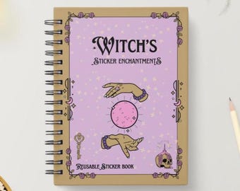 Álbum de pegatinas de brujas: Álbum morado de brujas, almacenamiento reutilizable