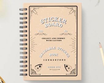 Libro de pegatinas reutilizables Peach A5: Diseño de tablero de ouija místico