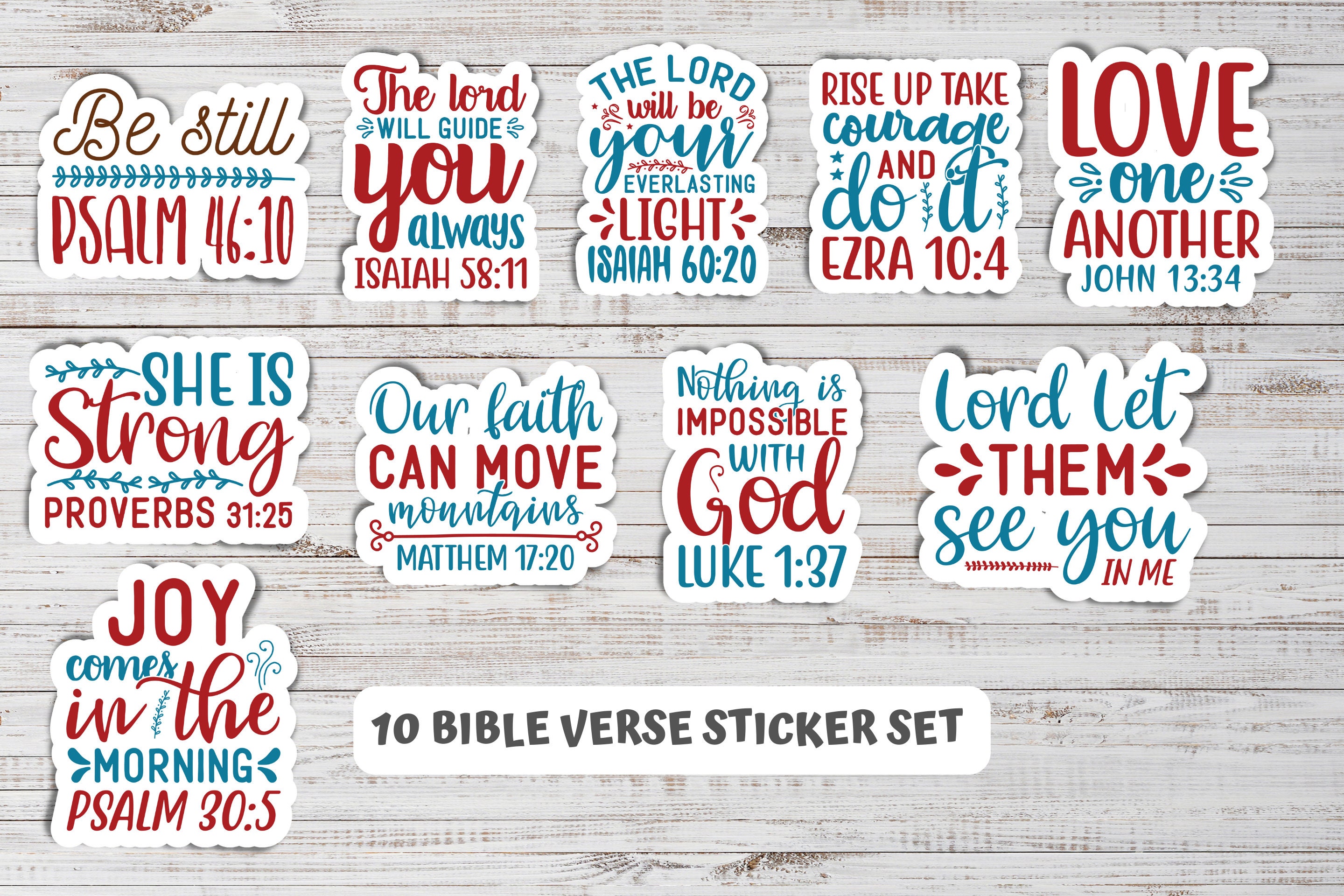 Bible Verse Sticker Pack: Waterproof Christian Stickers, 10 Pcs - Etsy