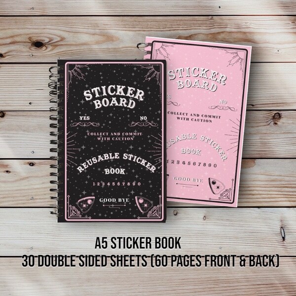 Ouija Board Reusable Sticker Book, Sticker Album for Collector, Halloween gift for Sticker Collector, A5 Blank Sticker Book, Gift for Her