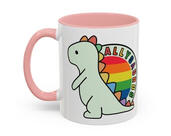Allysaurus Dinosaur Rainbow Mug | Accent Coffee Mug