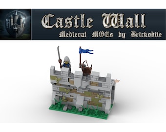 Burgmauer mit Ritter aus LEGO®-Teilen MOC Castle/Kingdoms/Mittelalter Passt zu 10305 21325 31120 NEU Medieval Castle Wall - Knights BrM2305