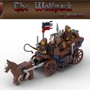 Carrozza del Wolfpack Renegades realizzata con parti LEGO® MOC Castello/Regni/Medievale Adatto a 10332 NUOVO - Knights BrM2401