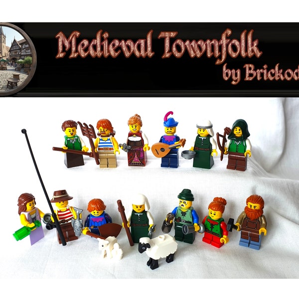 LEGO® Moc Mittelalter Stadtbewohner Minifiguren zum Aussuchen aus NEUEN und originalen LEGO®-Teilen, Different Medieval Minifigures Townfolk