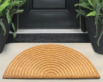 Rubber Doormat Indoor Outdoor Half Round Front Door Mat, Low Profile  Welcome Mat