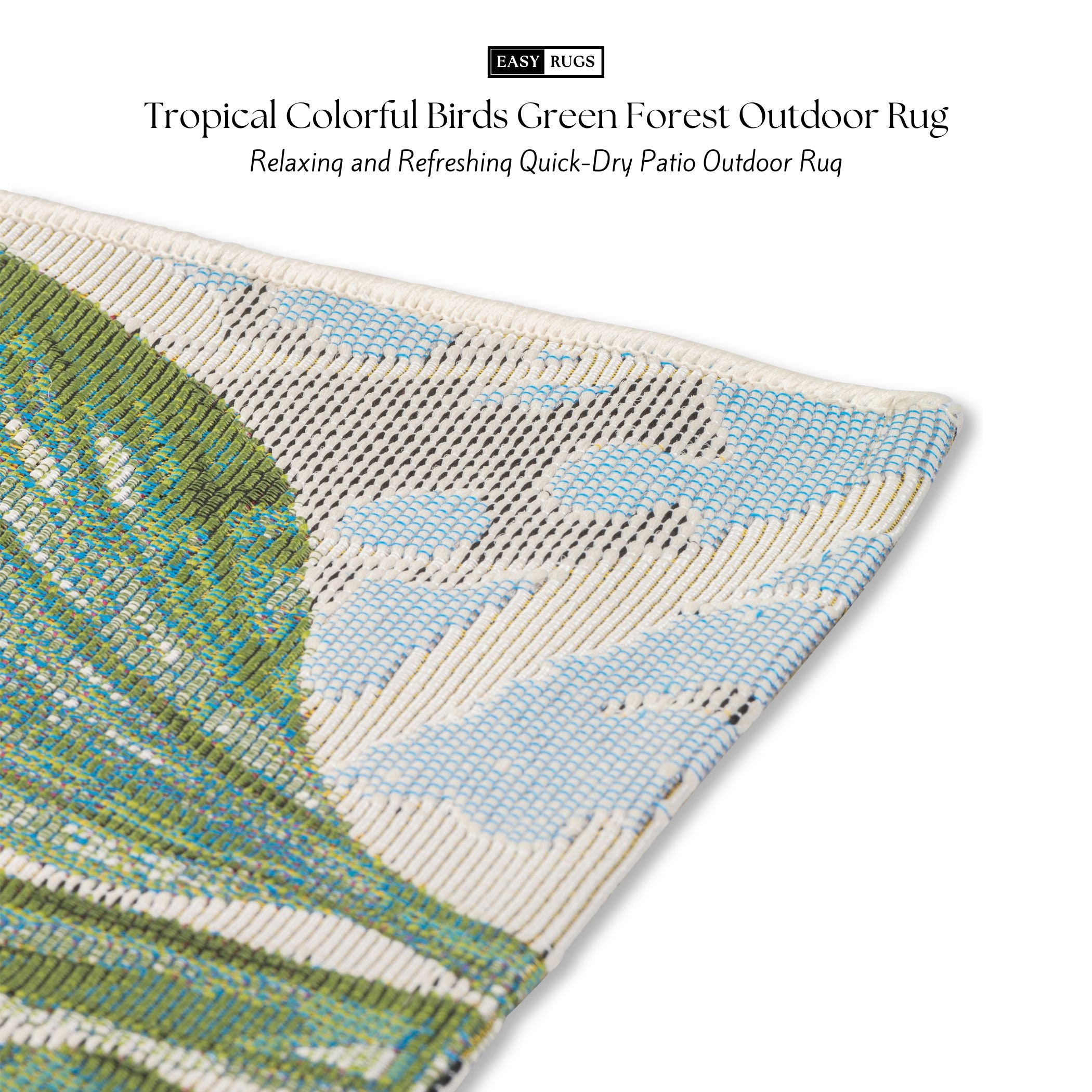 Tropical Colorful Birds Forest Leaves Outdoor Rug Outdoor Etsy