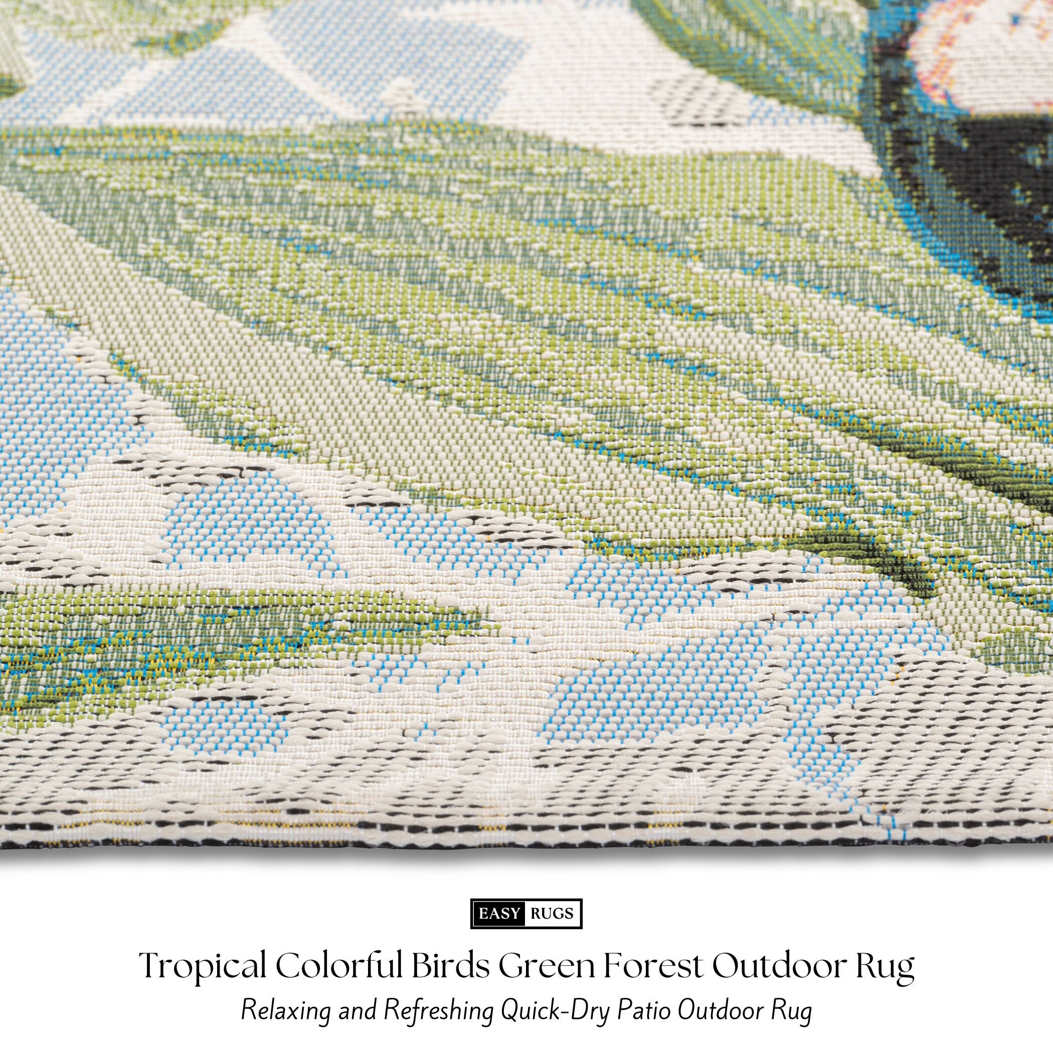 Tropical Colorful Birds Forest Leaves Outdoor Rug Outdoor Etsy