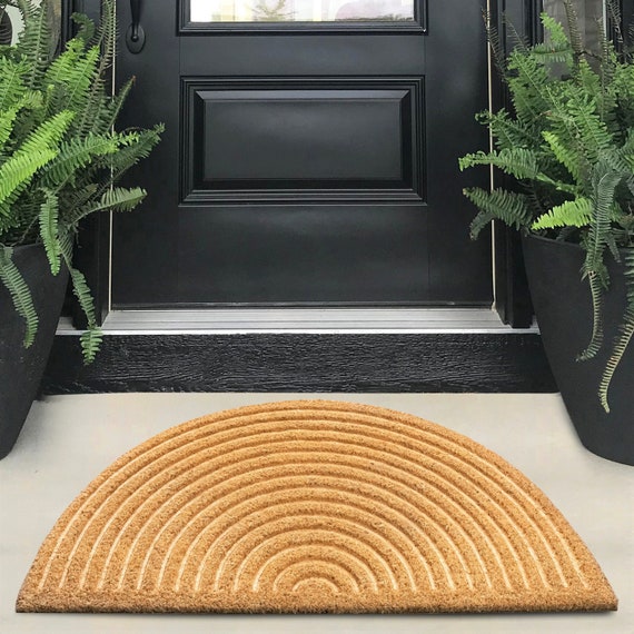 Embossed Boho Natural Coco Coir Non-slip Door Mat for Home Entryway  Entrance, Indoor Outdoor Front Door, Outside Porch, Farmhouse Decor Gift 