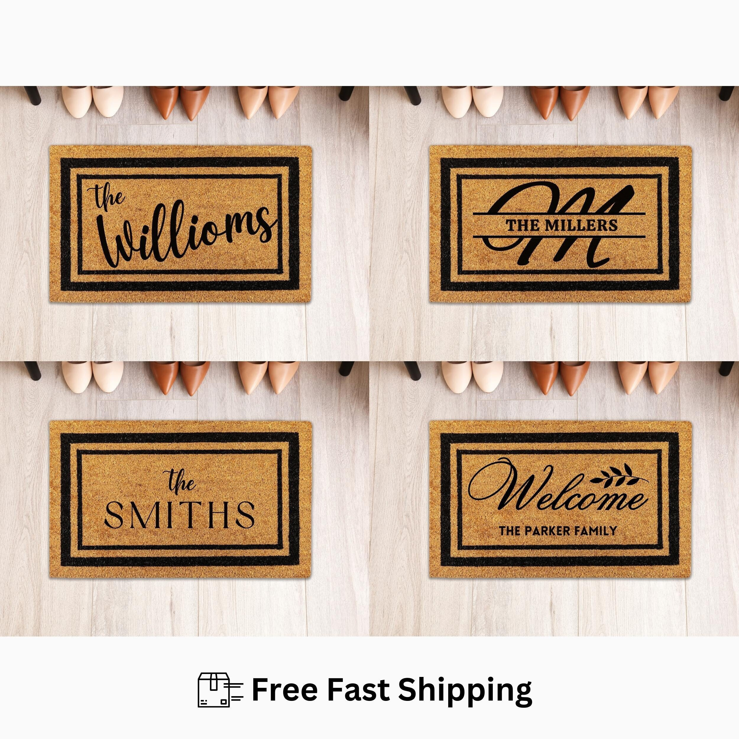 Custom Double Door Mat Personalized Doormat Family Name Non Slip Door