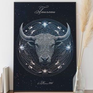 Personalized Taurus astrological sign poster, Taurus birth date poster, original Christmas gift, customizable astrological poster