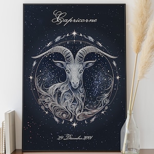 Personalized Capricorn astrological sign poster, Capricorn zodiac sign poster, original Christmas gift, personalized astrological sign